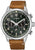 Montre chronographe Citizen avec bracelet en cuir marron, cadran noir, fonction chronomètre