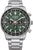 Montre pour homme avec cadran vert, chronographe et bracelet en métal