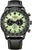 Montre homme avec cadran vert, look chronographe et bracelet en cuir noir