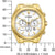Montre pour homme dorée avec chronographe, cadran blanc et index luminescents