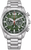 Bracelet de montre pour homme avec cadran vert, bracelet en métal et look chronographe