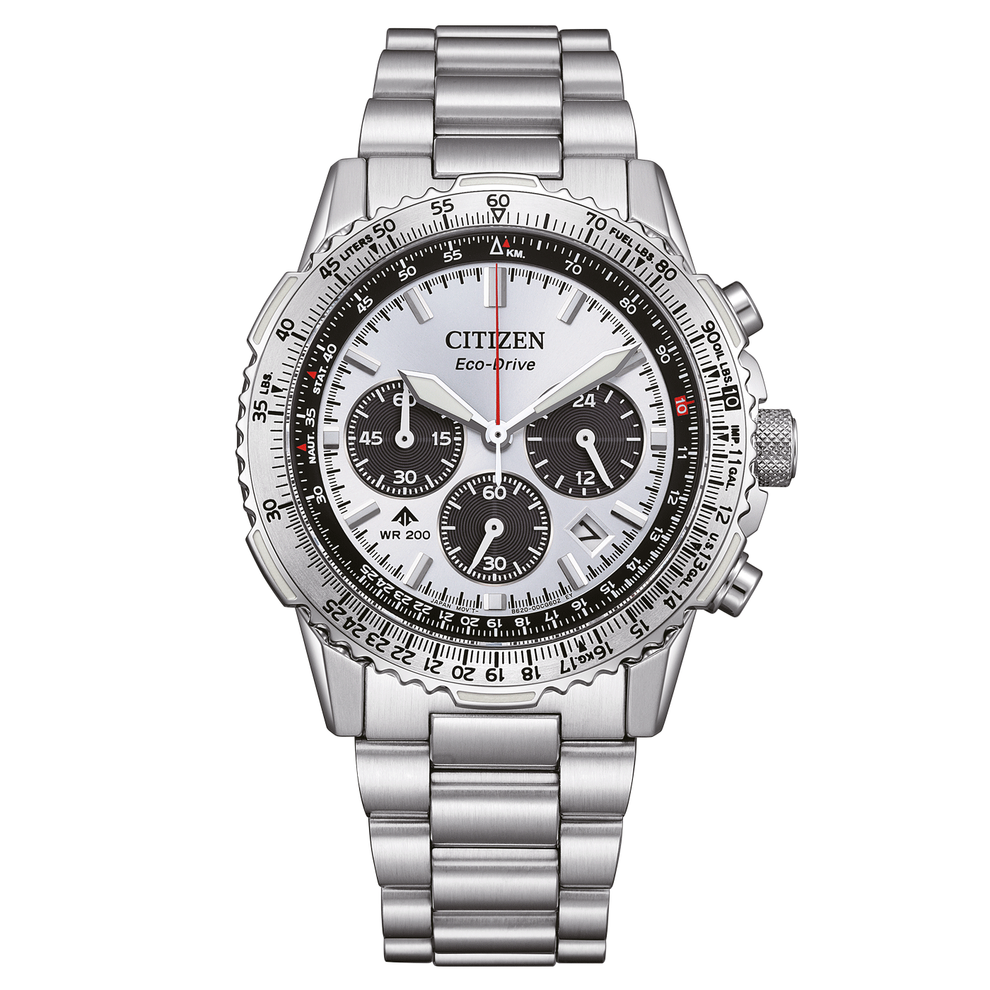 Bracelet de montre pour homme en acier inoxydable argenté, boîtier rond et cadran blanc