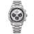 Bracelet de montre pour homme en acier inoxydable argenté, boîtier rond et cadran blanc