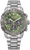 Montre pour homme avec cadran vert, compteurs chronographes et bracelet en acier inoxydable, Eco-Drive