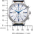 Herrenarmbanduhr mit silbernem Zifferblatt, blau akzentuierten Chronographenzählern und Lederband