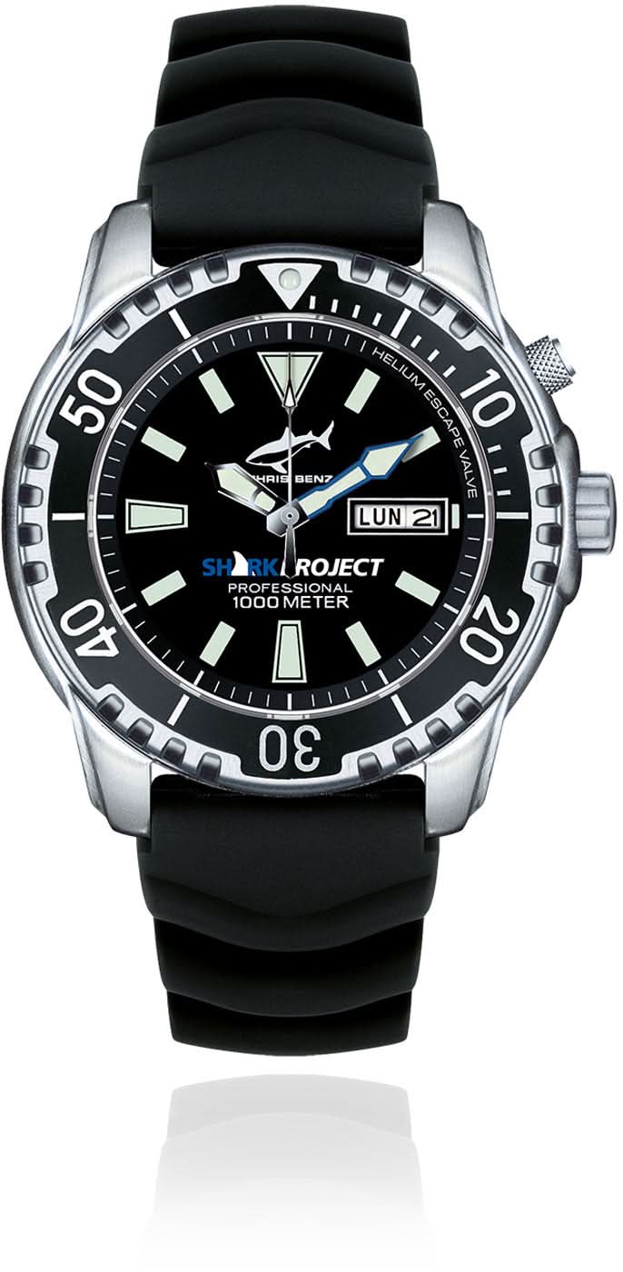 Montre homme avec cadran noir, lunette en acier inoxydable et bracelet en silicone noir