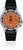 Bracelet de montre avec bracelet en silicone noir, cadran orange et aiguilles lumineuses