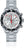 Montre analogique pour homme avec cadran blanc, aiguilles de chronographe rouges et bracelet en acier inoxydable