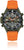 Montre de plongée pour homme avec bracelet en silicone orange, lunette noire