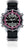 Damenuhr mit schwarzem Stoffarmband, pinker Lünette und silbernem Gehäuse