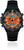 Herren-Taucheruhr mit schwarzem Gehäuse, orangefarbenem Zifferblatt und Gummiband
