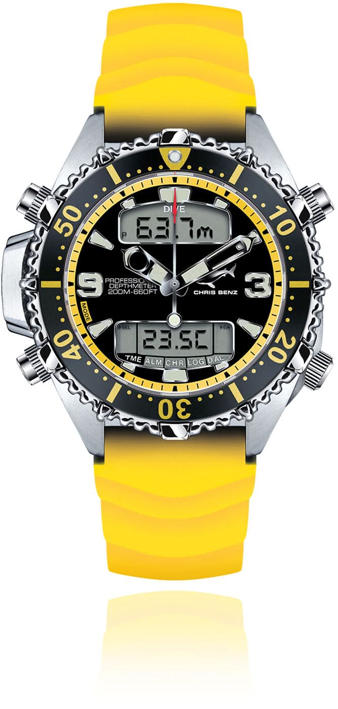 Montre Chris Benz Depthmeter CB-D200X-Y-KBY • 200m • Verre saphir