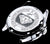 Fond de boîtier de montre pour femme Chris Benz avec gravure, logo diamant et bracelet en acier inoxydable.
