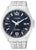 Bracelet de montre pour homme avec bracelet en métal argenté et cadran sombre, date à 7 heures