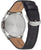 Herrenuhr Rückansicht mit silbernem Gehäuse und braunem Lederband