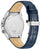 Fond de montre avec bracelet en cuir bleu foncé et fond de boîtier argenté