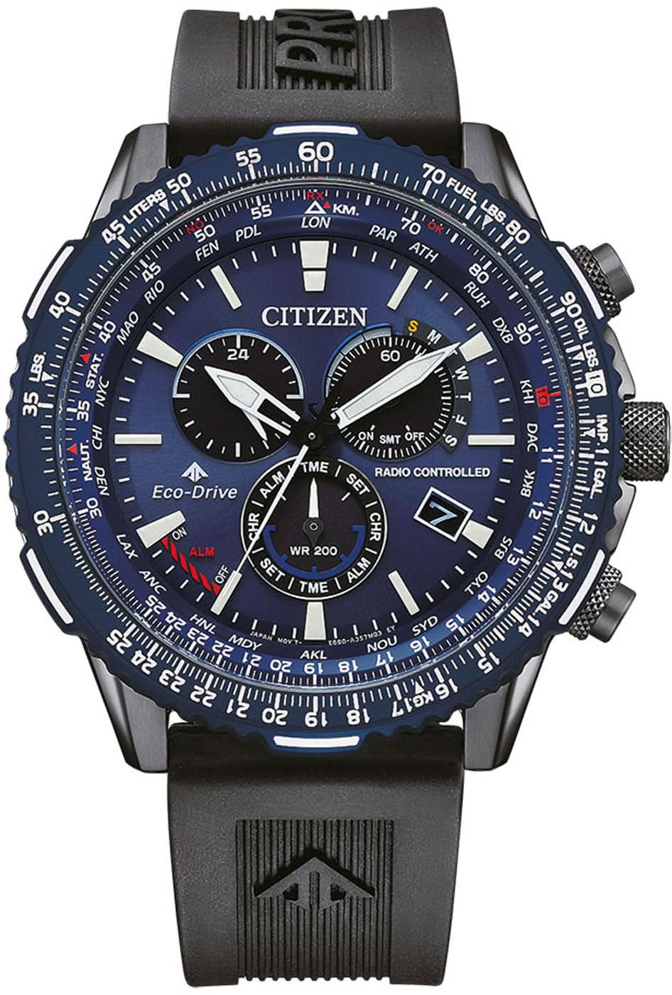 Montre Citizen Promaster pour homme avec bracelet en silicone noir et cadran bleu