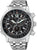 Montre pour homme en acier inoxydable avec cadran noir et bracelet en métal.