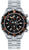 Montre Chris Benz Depthmeter avec bracelet en acier inoxydable argenté, cadran noir et lunette orange