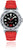 Montre pour homme avec bracelet en silicone rouge, cadran noir et lunette en acier inoxydable