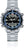 Montre de plongée avec bracelet en métal argenté, lunette bleue et affichage numérique de la profondeur