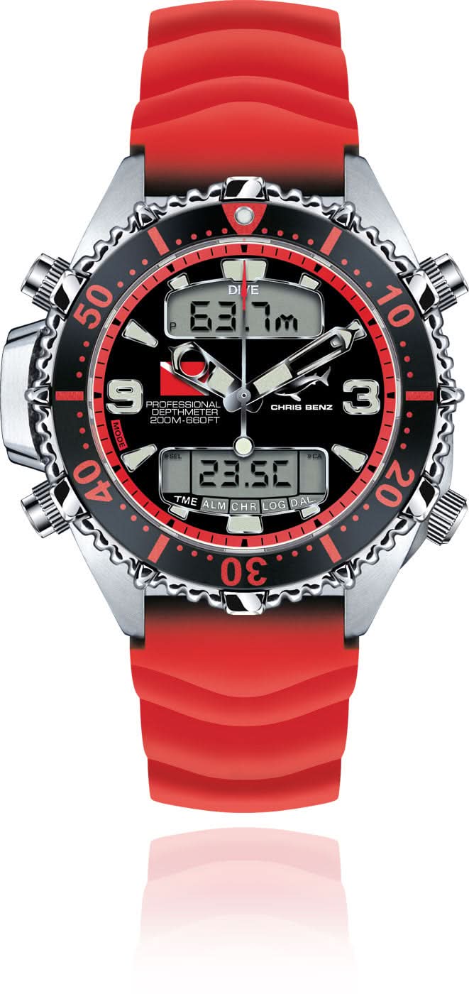 Montre numérique pour homme avec bracelet en silicone rouge, cadran noir et accents rouges