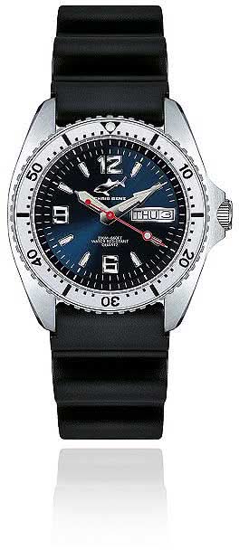 Montre pour femme avec bracelet en silicone noir, cadran bleu et lunette argentée
