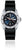 Montre pour femme avec bracelet en silicone noir, cadran bleu et lunette argentée