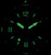 Cadran de montre pour femme avec aiguilles et chiffres lumineux verts, rehaut clair