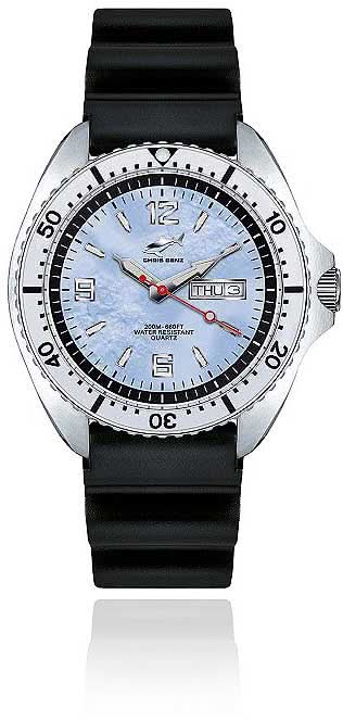 Herrenuhr mit blauem Zifferblatt und schwarzem Silikonarmband