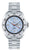 Silberne Herrenuhr aus Edelstahl mit hellem Zifferblatt und gerändelter Lünette, Gliederband