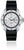 Herrenuhr mit schwarzem Lederarmband, silbernem Gehäuse und weißem Zifferblatt