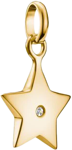 Pendentif breloque étoile plaqué or en métal avec pierre blanche et passant