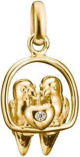 Pendentif Charm Thomas Sabo Lovebirds en argent plaqué or avec cœur et pierre scintillante