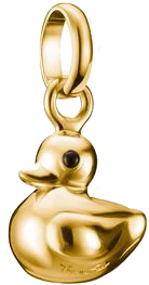 Pendentif canard plaqué or argenté avec œil noir et passant de suspension