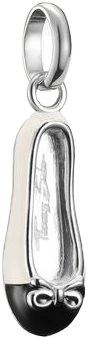 Pendentif breloque en argent : chaussure avec émail à froid, talon noir et nœud