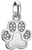Pendentif breloque patte en argent avec pierres précieuses blanches et passant