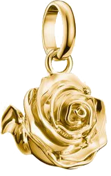 Pendentif breloque en forme de rose dorée avec passant, relief brillant