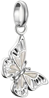 Pendentif breloque papillon argenté avec passant, ailes finement travaillées