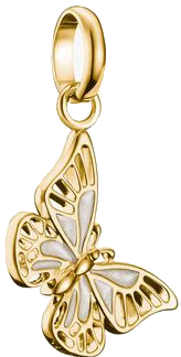 Pendentif charm papillon doré à l'émail rose clair