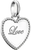 Pendentif cœur argenté avec inscription Love et bordure en perles
