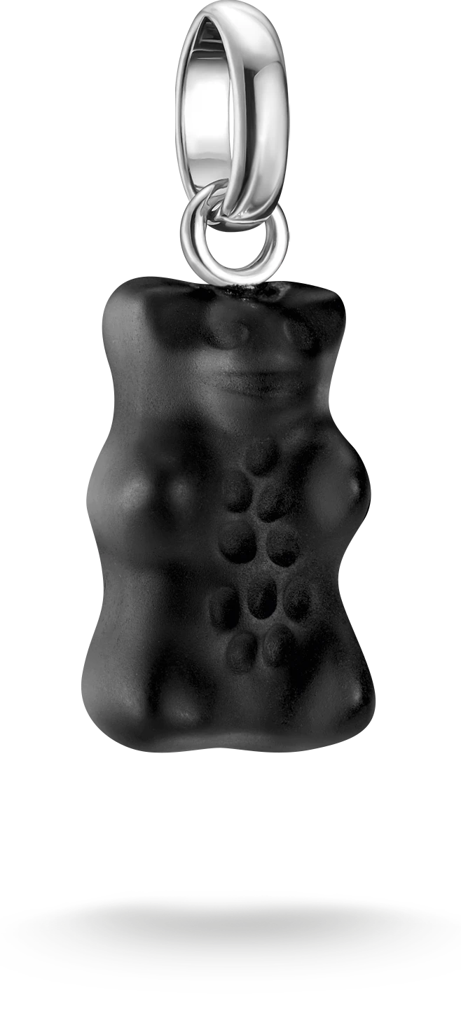 Thomas Sabo Charm pendentif : ours en verre noir, passant argenté