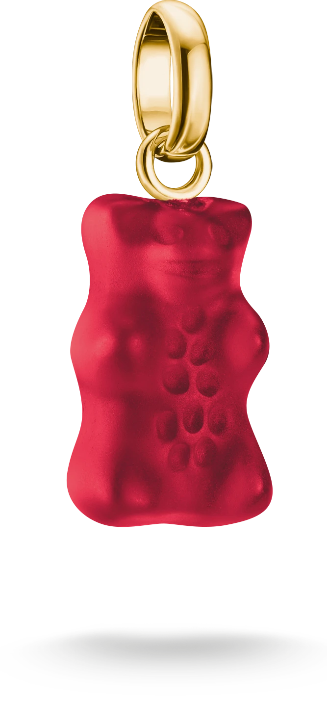 Pendentif Thomas Sabo plaqué or avec motif d'ours rouge, sur une bélière dorée