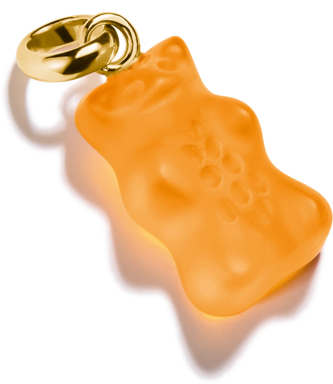 Pendentif breloque ours plaqué or avec émail orange et passant