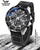 Herrenarmbanduhr mit schwarzem Zifferblatt, Edelstahlgehäuse und schwarzem Lederarmband