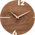 Wanduhr aus Walnussholz mit weißen Zeigern und Ziffern, rundes Holzdesign