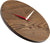 Holzwanduhr rund, Holzoberfläche mit schwarzem Rand und Zeigern rot/weiß, huamet