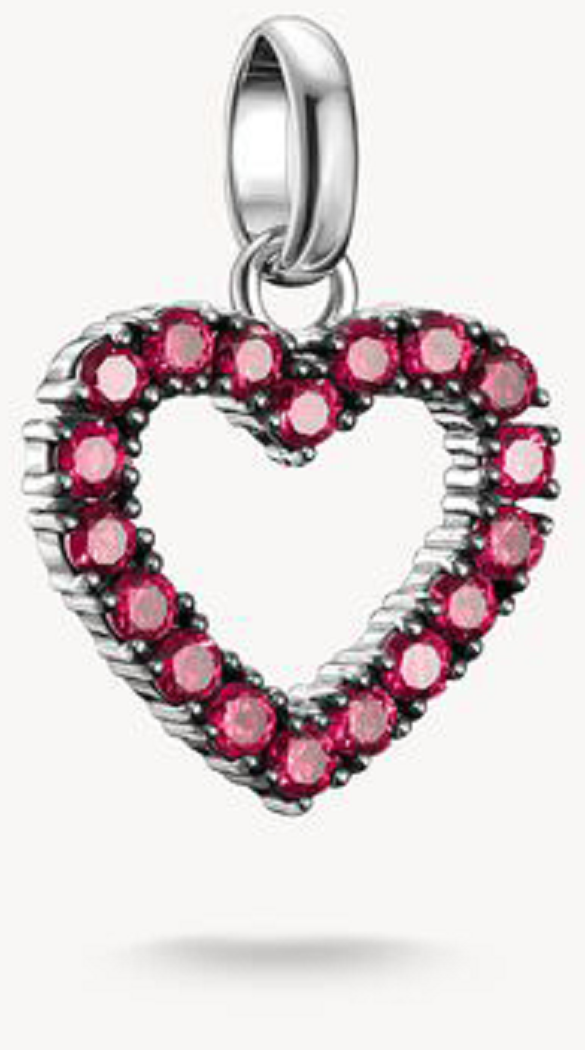 Pendentif cœur en argent avec pierres précieuses violettes, élément suspendu en forme de cœur