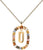 Collier lettre U : pendentif doré avec pierres précieuses colorées