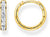 Créoles dorées avec sertissage de pierres et inscription gravée, plaquage or jaune 750.